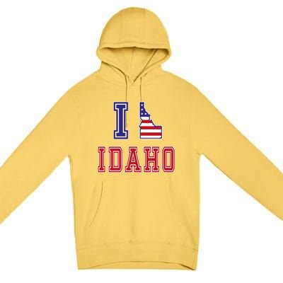 Idaho Usa Patriotic Usa Flag I Love Idaho Gift Premium Pullover Hoodie