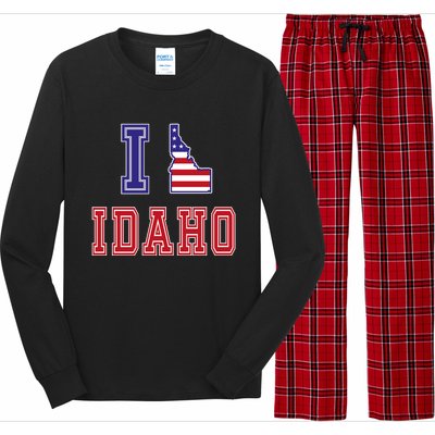 Idaho Usa Patriotic Usa Flag I Love Idaho Gift Long Sleeve Pajama Set