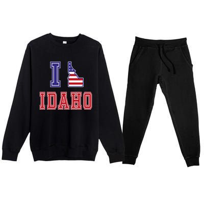 Idaho Usa Patriotic Usa Flag I Love Idaho Gift Premium Crewneck Sweatsuit Set