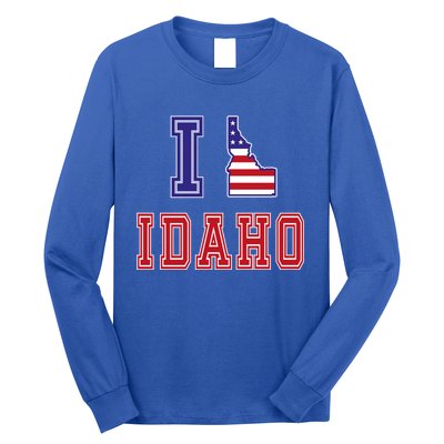 Idaho Usa Patriotic Usa Flag I Love Idaho Gift Long Sleeve Shirt