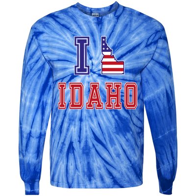 Idaho Usa Patriotic Usa Flag I Love Idaho Gift Tie-Dye Long Sleeve Shirt