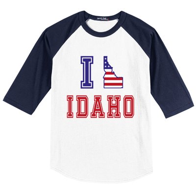 Idaho Usa Patriotic Usa Flag I Love Idaho Gift Baseball Sleeve Shirt