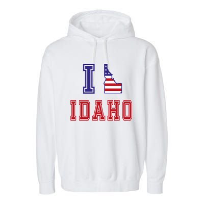 Idaho Usa Patriotic Usa Flag I Love Idaho Gift Garment-Dyed Fleece Hoodie