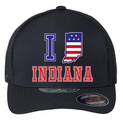 Indiana Usa Patriotic Usa Flag I Love Indiana Gift Flexfit Unipanel Trucker Cap