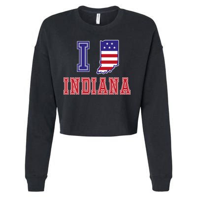 Indiana Usa Patriotic Usa Flag I Love Indiana Gift Cropped Pullover Crew