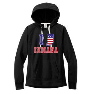 Indiana Usa Patriotic Usa Flag I Love Indiana Gift Women's Fleece Hoodie