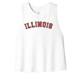 Illinois Usa Patriotic Birthday School University Gift Women's Racerback Cropped Tank