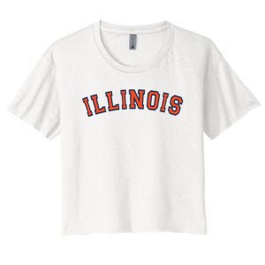 Illinois Usa Patriotic Birthday School University Gift Women's Crop Top Tee