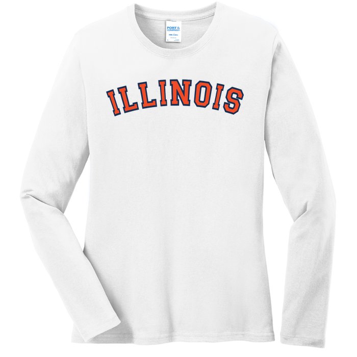 Illinois Usa Patriotic Birthday School University Gift Ladies Long Sleeve Shirt