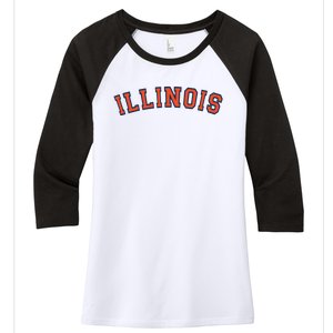 Illinois Usa Patriotic Birthday School University Gift Women's Tri-Blend 3/4-Sleeve Raglan Shirt