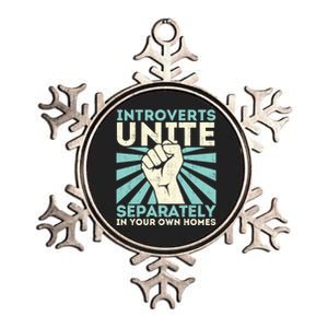 Introverts Unite Separately - Funny Introverted Antisocial Metallic Star Ornament