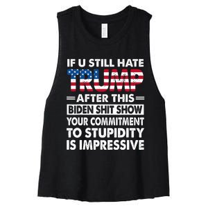 If U Still Hate Trump After This Biden Women's Racerback Cropped Tank