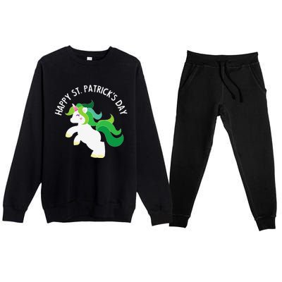 Irish Unicorn St. Patricks Day For ,S, Premium Crewneck Sweatsuit Set