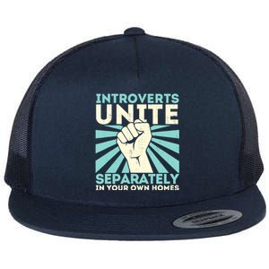 Introverts Unite Separately Funny Introverted Antisocial Flat Bill Trucker Hat