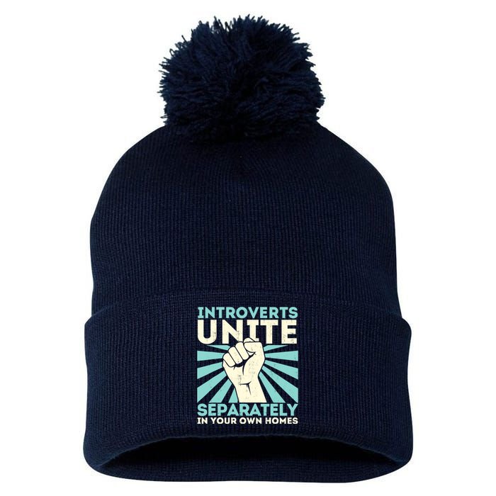 Introverts Unite Separately Funny Introverted Antisocial Pom Pom 12in Knit Beanie