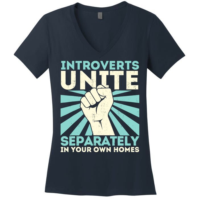 Introverts Unite Separately Funny Introverted Antisocial Women's V-Neck T-Shirt