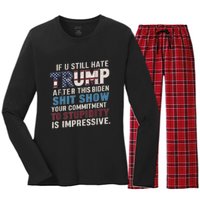 If U Still Hate Trump After BidenS Show Is Impressive Women's Long Sleeve Flannel Pajama Set 