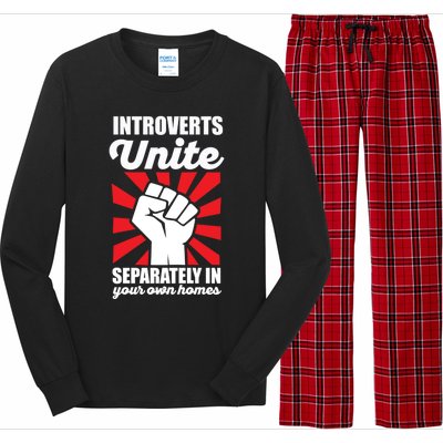 Introverts Unite Separately In Home Funny Saying Antisocial Cute Gift Long Sleeve Pajama Set