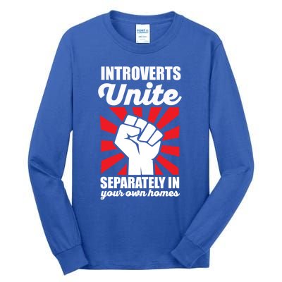 Introverts Unite Separately In Home Funny Saying Antisocial Cute Gift Tall Long Sleeve T-Shirt