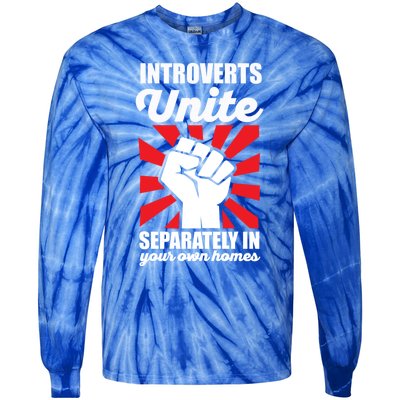 Introverts Unite Separately In Home Funny Saying Antisocial Cute Gift Tie-Dye Long Sleeve Shirt