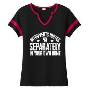 Introverts Unites Separately In Your Own Home Giftgiftgift Cool Gift Ladies Halftime Notch Neck Tee