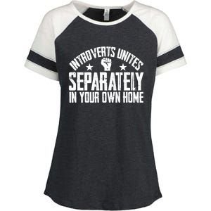 Introverts Unites Separately In Your Own Home Giftgiftgift Cool Gift Enza Ladies Jersey Colorblock Tee