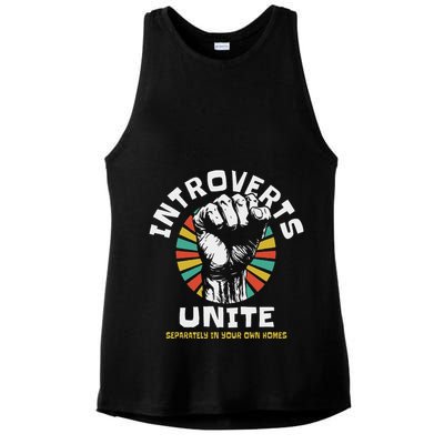 Introverts Unite Separately Own Homes Emblem Ladies PosiCharge Tri-Blend Wicking Tank