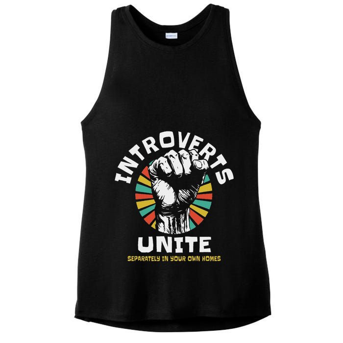 Introverts Unite Separately Own Homes Emblem Ladies PosiCharge Tri-Blend Wicking Tank
