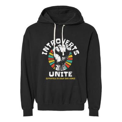 Introverts Unite Separately Own Homes Emblem Garment-Dyed Fleece Hoodie