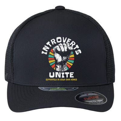 Introverts Unite Separately Own Homes Emblem Flexfit Unipanel Trucker Cap