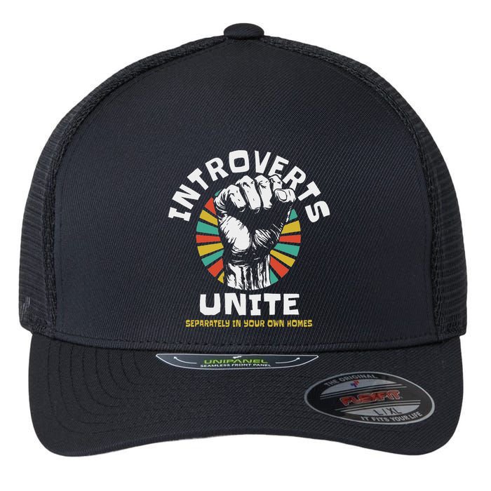 Introverts Unite Separately Own Homes Emblem Flexfit Unipanel Trucker Cap