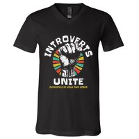Introverts Unite Separately Own Homes Emblem V-Neck T-Shirt