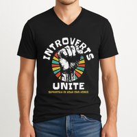 Introverts Unite Separately Own Homes Emblem V-Neck T-Shirt