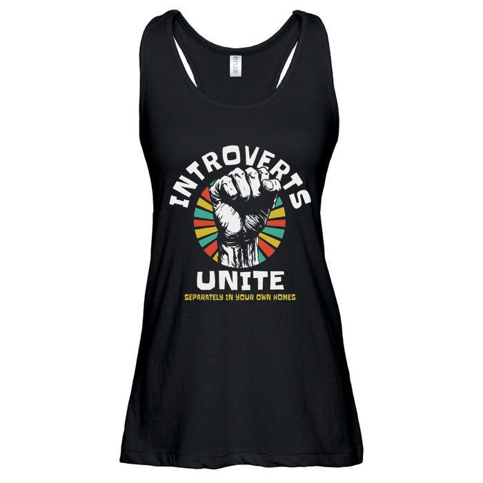 Introverts Unite Separately Own Homes Emblem Ladies Essential Flowy Tank