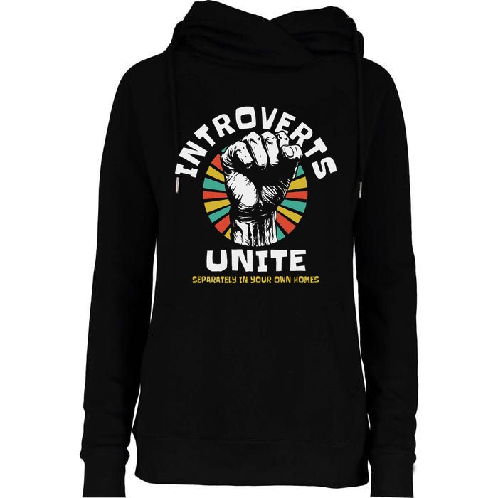 Introverts Unite Separately Own Homes Emblem Womens Funnel Neck Pullover Hood