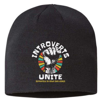 Introverts Unite Separately Own Homes Emblem Sustainable Beanie