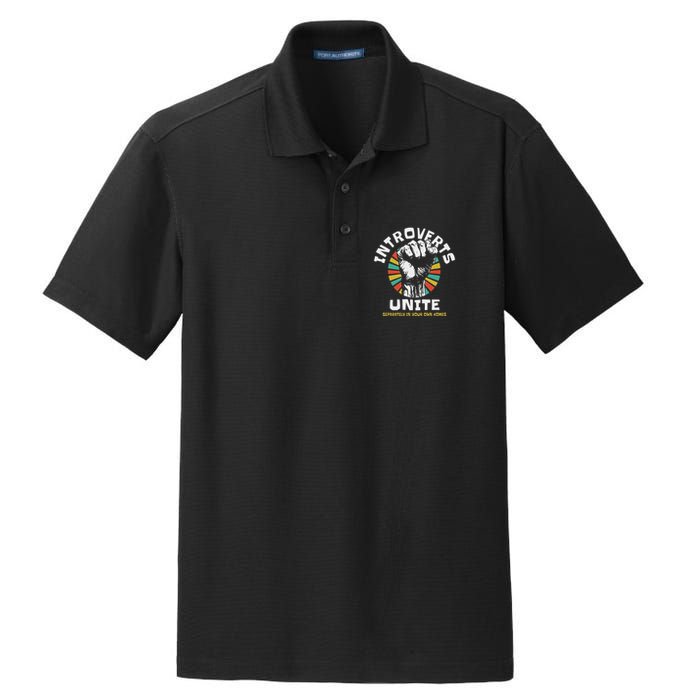 Introverts Unite Separately Own Homes Emblem Dry Zone Grid Polo