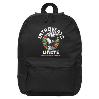 Introverts Unite Separately Own Homes Emblem 16 in Basic Backpack