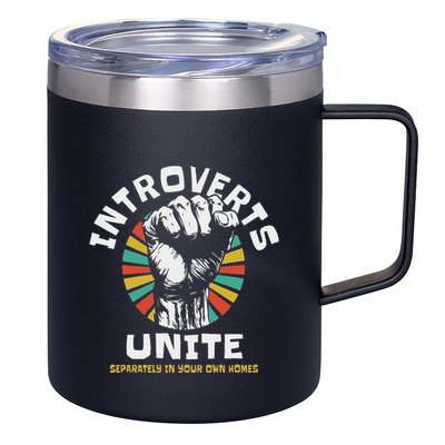 Introverts Unite Separately Own Homes Emblem 12oz Stainless Steel Coffee Mug