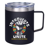 Introverts Unite Separately Own Homes Emblem 12oz Stainless Steel Coffee Mug