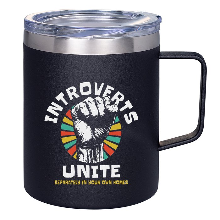 Introverts Unite Separately Own Homes Emblem 12oz Stainless Steel Coffee Mug