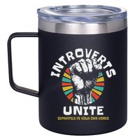 Introverts Unite Separately Own Homes Emblem 12oz Stainless Steel Coffee Mug