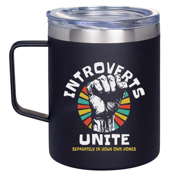 Introverts Unite Separately Own Homes Emblem 12oz Stainless Steel Coffee Mug
