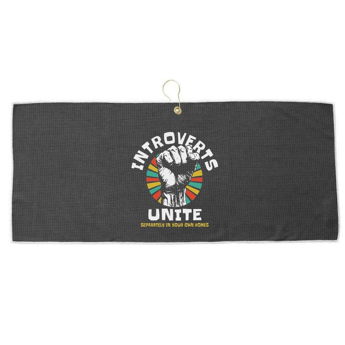 Introverts Unite Separately Own Homes Emblem Large Microfiber Waffle Golf Towel