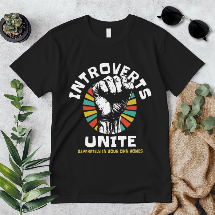 Introverts Unite Separately Own Homes Emblem Premium T-Shirt