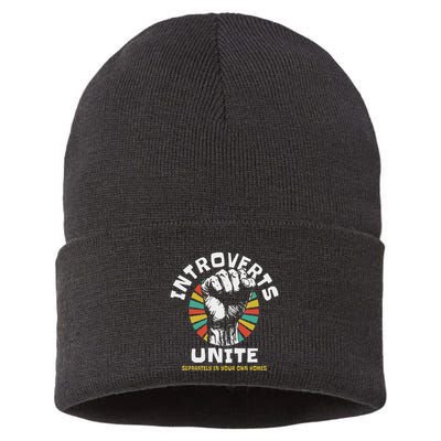 Introverts Unite Separately Own Homes Emblem Sustainable Knit Beanie