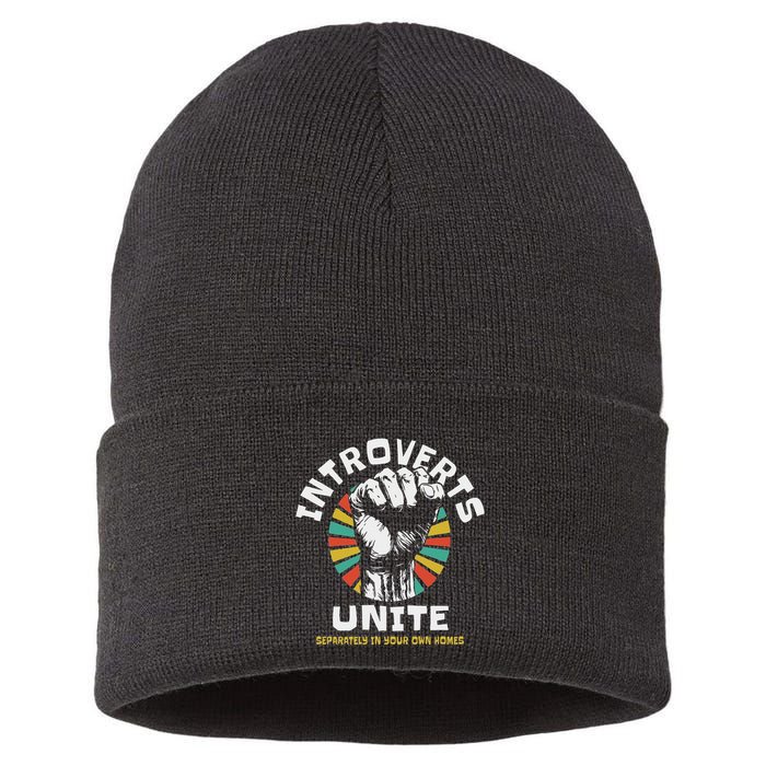 Introverts Unite Separately Own Homes Emblem Sustainable Knit Beanie