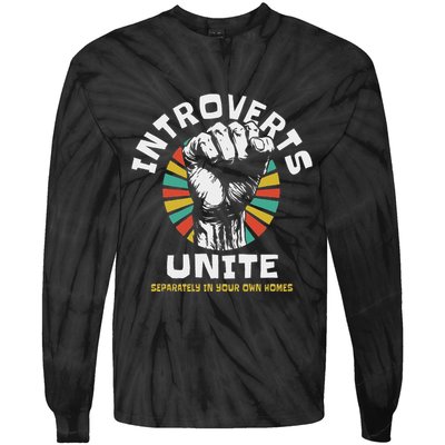 Introverts Unite Separately Own Homes Emblem Tie-Dye Long Sleeve Shirt
