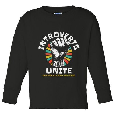 Introverts Unite Separately Own Homes Emblem Toddler Long Sleeve Shirt