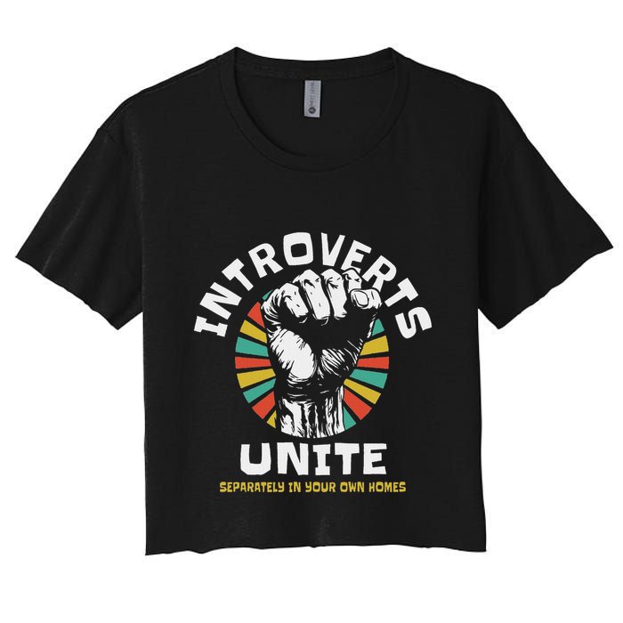 Introverts Unite Separately Own Homes Emblem Crop Top